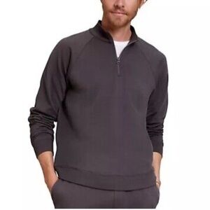 NWT Barefoot Dreams Mens Malibu Collection Cotton Fleece‎ Pullover Carbon Size S